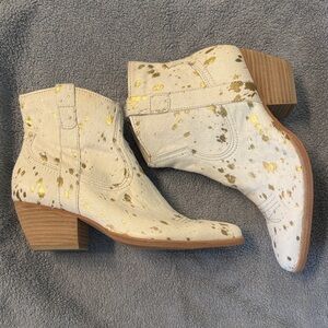 Dolce Vita Cream and Gold Ankle Booties